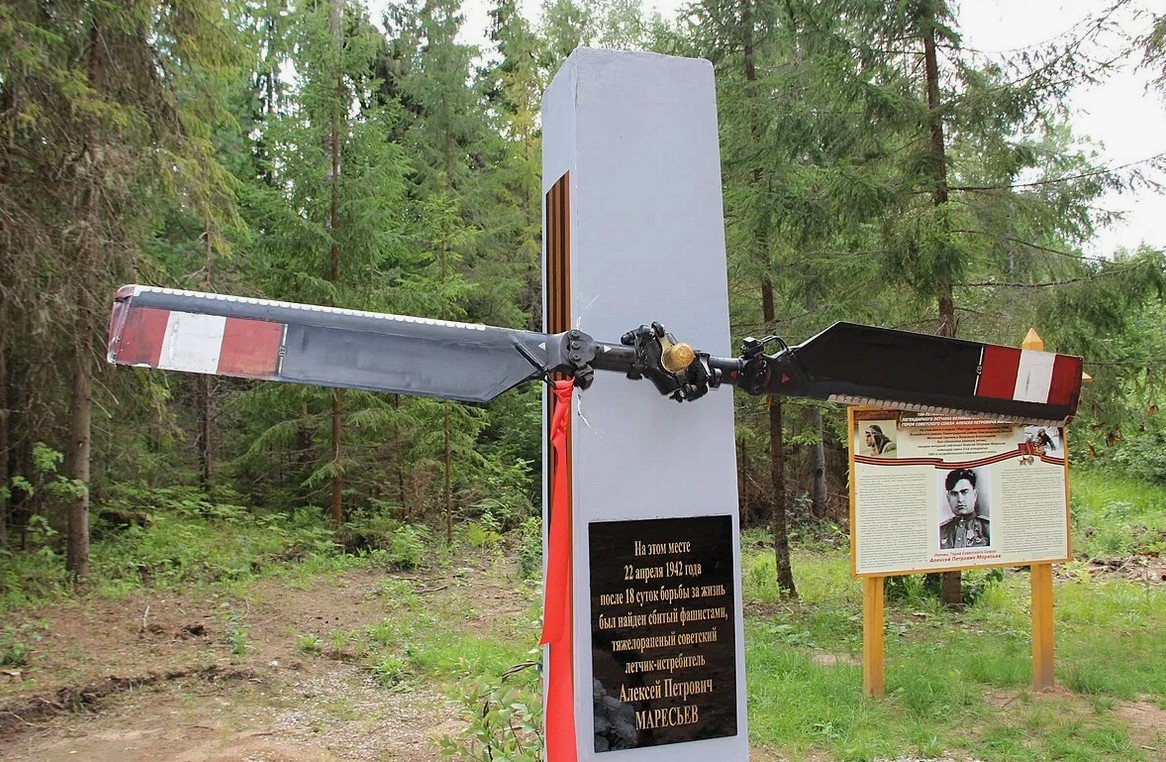 Памятник А.П. Маресьеву в д. Плав